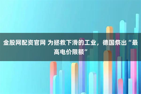 金股网配资官网 为拯救下滑的工业，德国祭出“最高电价限额”