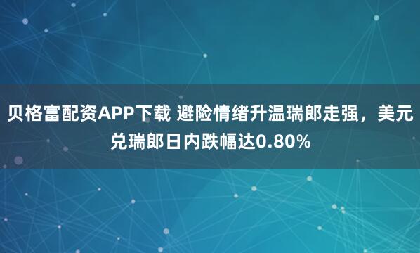贝格富配资APP下载 避险情绪升温瑞郎走强，美元兑瑞郎日内跌幅达0.80%